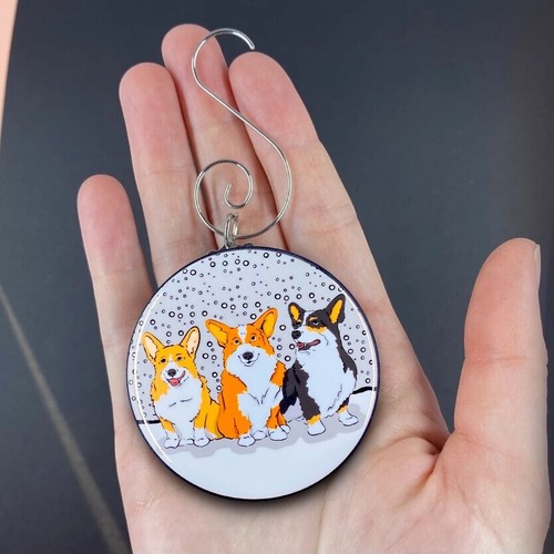 Corgi Dog Snow Mini Ornament Handmade Holiday Stocking Stuffer Gift Decor - Picture 14 of 15