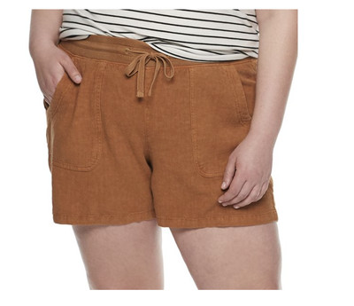 EVRI UTILITY LINEN BLEND SHORTS PLUS 