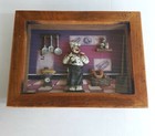 Wall Hanging Wood Shadow Box Chef Italian Bread Baking Wine 