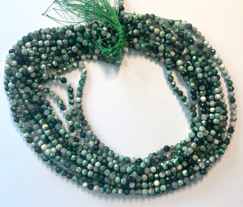 FACETED 4 MM FACETED PRETTY GREEN AGATE BEADS 15INCHES BELOW WHOLESALE - Picture 2 of 5