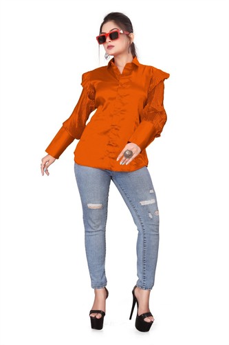 Satin Shirt Button Down V Neck Shirt For Women / Girls Office Wear SP2 - Picture 158 of 251