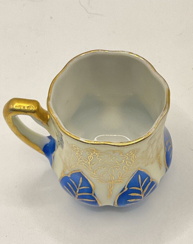 Yamada China Demitasse Cup Blue and Ivory with Gold Trim Made in Japan - Picture 2 of 6