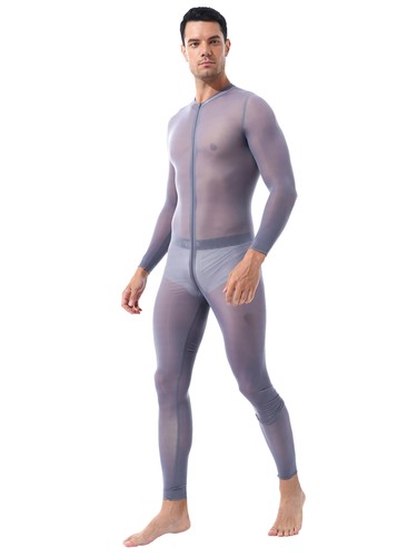 Männer Ganzkörperanzug Einteiler Transparent Jumpsuit Catsuit mit Reisverschluss - Picture 17 of 49