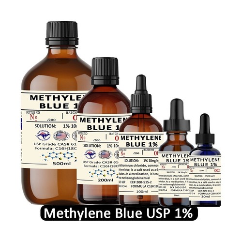 Methylene Blue 1% USP Grade PREMIUM & PURE | 30ml - 500ml | Glass Bottle Range