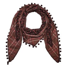 Triangular Scarf - Floral Pattern 3 - Brown - Ochre - Red - Handkerchief