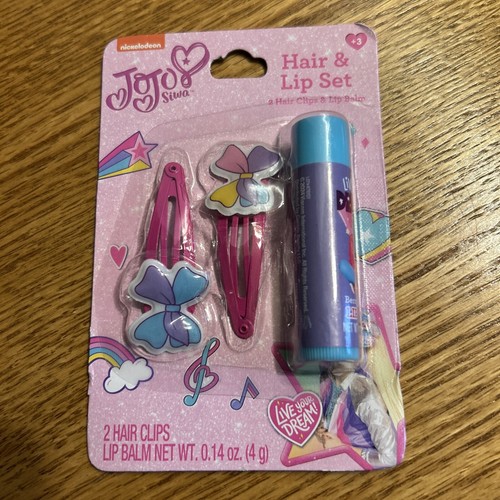 Nickeleodeaon Jojo Siwa Hair & Lip Set-2 Hair Clips 1 Lip Balm, Berry - Picture 1 of 2