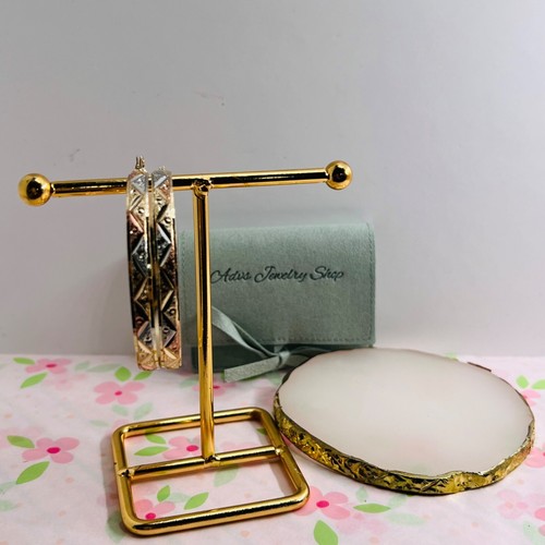 Reifen, dreifarbige Goldreifen, brasilianische goldgefüllte Ohrringe, Schmuck, Geschenk für Sie - Bild 4 von 8