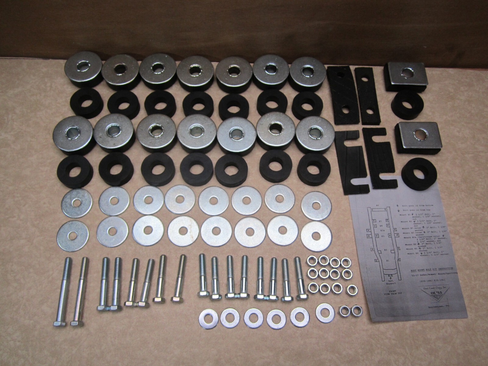 55 56 57 Chevy Hardtop Body Frame Mount Bushing Kit & Bolt 1955 1957