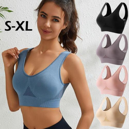 Women's Sports Bra Breathable Cool High-Impact Fitness Support Bras Wirefree Top - Picture 3 of 27