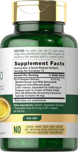 Extracto de aceite de orégano Carlyle | Potencia máxima | Tapa de 150 cápsulas blandas Fecha de caducidad: 05/2026 - Imagen 2 de 8