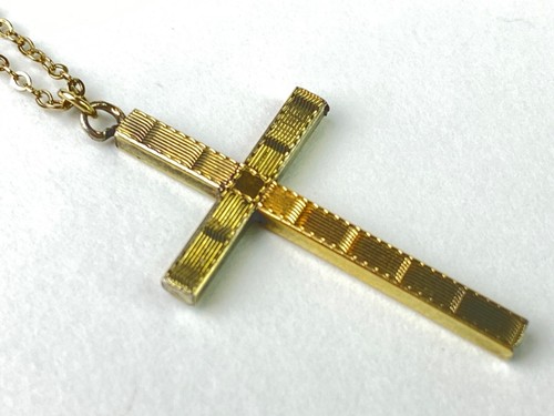 Vintage 1/20 - 12k Yellow Gold Cross / Crucifix & Chain - 3.45g / 19" - Picture 4 of 9
