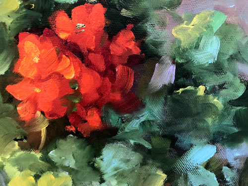 Signiertes Original Gemälde auf Leinwand von Dee Frank Geranien im Topf 11X14 ungerahmt - Bild 6 von 12