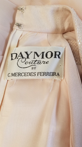 Vestido Formal Daymor Couture C Mercedes Ferreira Talla 6 Beige Melocotón Cuentas 3290 - Imagen 7 de 7