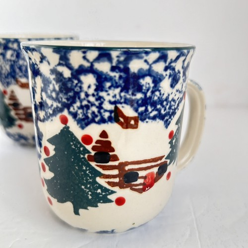 Tienshan Mugs Folk Craft Country Cabin In The Snow Coffee Cups Set of 3 - Picture 8 of 10