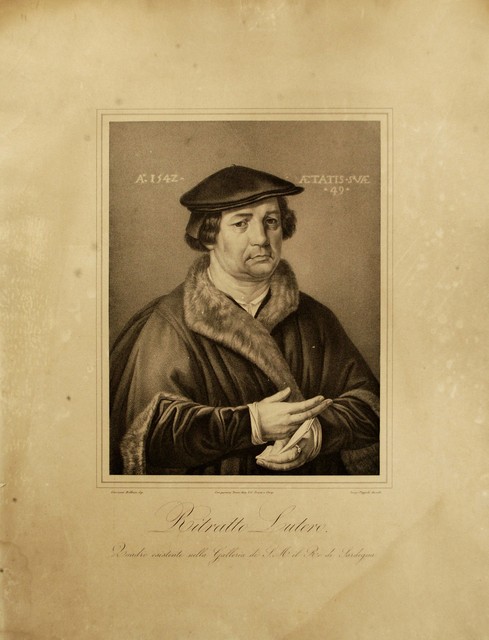 MARTIN LUTERO RITRATTO MARTIN LUTHER PORTRAIT Holbein Giovanni Litografia 1800 MARTIN LUTERO RITRATTO MARTIN LUTHER PORTRAIT Holbein Giovanni Litografia 1800