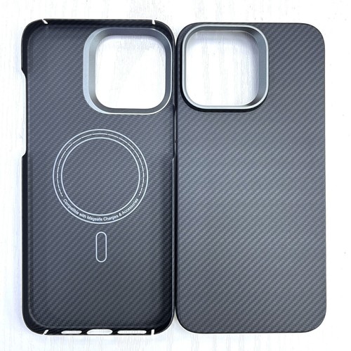 Coque magnétique en fibre de carbone aramide compatible avec MagSafe pour iPhone 15 Pro/Max - Photo 32 sur 41