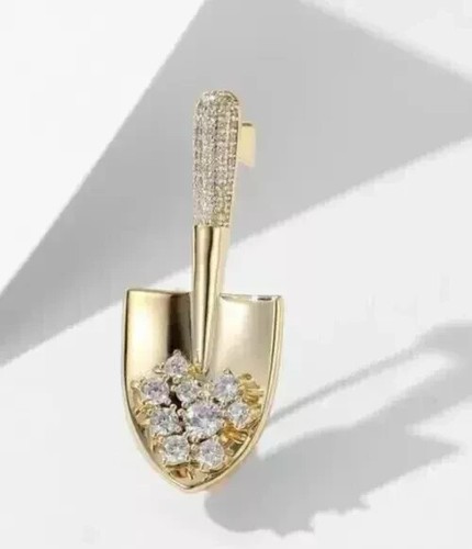 1.30 Ct Round Simulated Diamond Men's Fancy brooches pins 14k Yellow gold plated - Picture 2 of 7