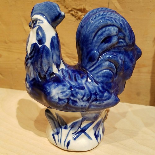Delft Blue Style Rooster Chicken Figurine Statue Country Decor 4" - Swanky Barn - Picture 2 of 12
