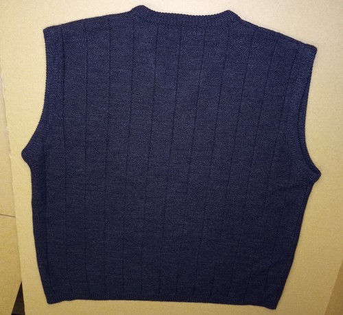 Mens XL Van Heusen Sweater Vest V Neck Navy Blue Acrylic Real Measurements Below - Picture 8 of 12