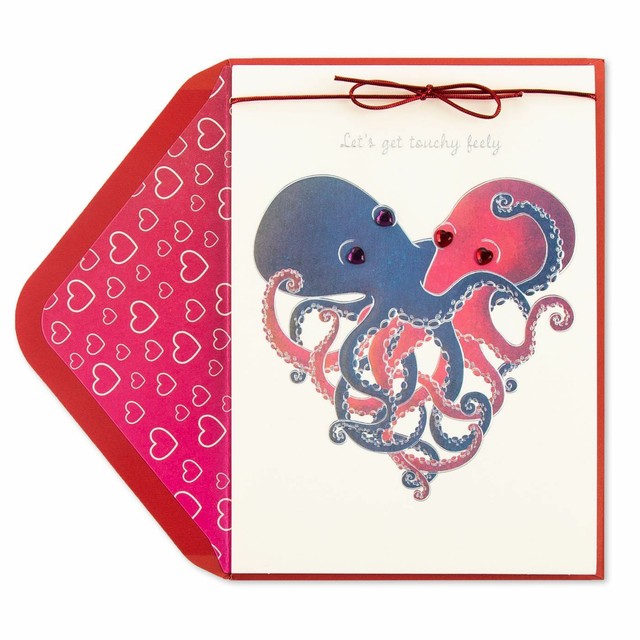 PAPYRUS Valentine's Day Card "Let's Get Touchy Feely" Octopus 8 arms