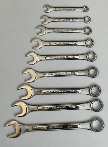 Vintage All Trade 12 Point Combination Wrenches 9 Pcs. with Storage Roll - Picture 2 of 10