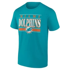 MIAMI Dolphins Football Men LARGE Short Sleeve Tee Teal Wht Orange NFL Team NEW