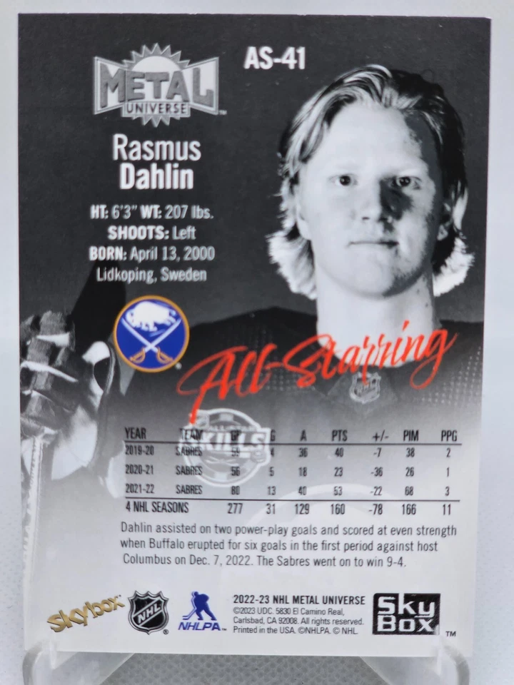 2022-23 Skybox Metal Universe All-Starring #AS-41 Rasmus Dahlin - Image 2 of 2