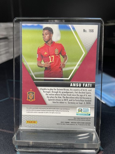 Tarjeta Ansu Fati España 2021 Panini Mosaic UEFA Euro 2020 #166 - Imagen 2 de 2