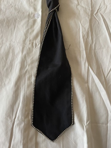 Women’s 100% Cotton Crystal Embellished White Shirt & Tie Sz Large 10/12 - 第 3/5 張圖片