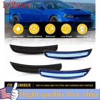 2/4/6 For 15-22 Dodge Charger Front&Rear Led Side Bumper Marker Smoked Blue Led