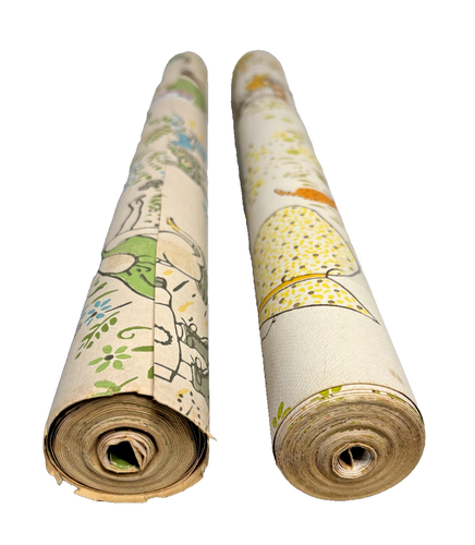 2 Vintage Wallpaper Rolls Sunbonnet Whimsical Children Playing 1970s - Picture 4 of 5