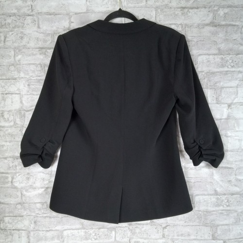 Cinq a Sept Khloe Blazer 8 Black Ruched Cuffs Classic Minimalist Business Career - Bild 2 von 11