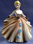 Vintage Lefton Lady Figurine #1225A Ball Gown With Blue Flowers Japan