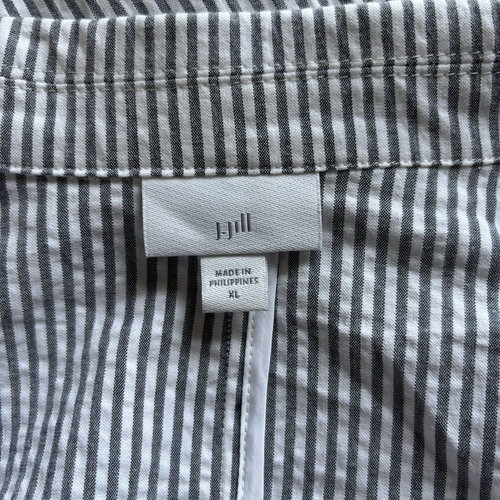 J. Jill Blazer Jacke Damen XL grau weiß gestreift Seersucker ein Knopf ungefüttert - Bild 10 von 12