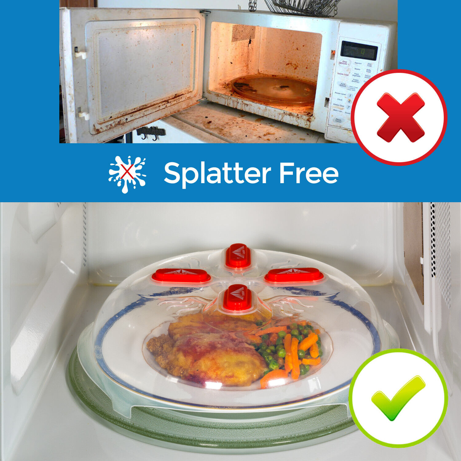 OzBSP Magnetic Microwave Plate Cover Food Splatter Guard Large Plastic 11.8  inch