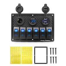 12V LED 6 Gang On/Off Rocker Switch Panel Car Truck Boat Marine Inline Fuse Box