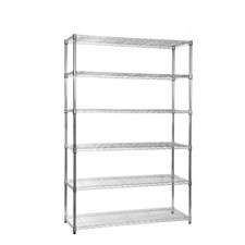 6 Tier Garage, Catering, Office Chrome Wire Shelving Unit - H1800 x W1200 x D450