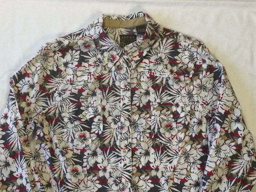 ROPER Women's M Western Pearl Snap Shirt Long Sleeve Hawaiian Print Flip Cuffs - Picture 3 of 11