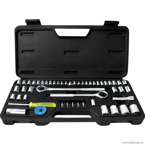 52pc Socket Set Ratchet Handle Spin Disc Extension Bar Adapter Bits Spinner Spar - Picture 1 of 9