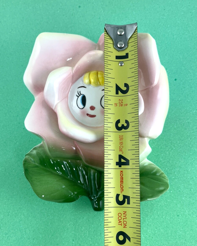 Vtg PY ? Rare Anthropomorphic Pink Flower Face Wall Pocket Read - Small Chips - Picture 17 of 20