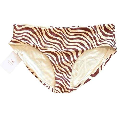 NWT Andie Swim The Hipster Bikini Bottom In Bias Stripe Truffle Size Small A1 - Picture 3 of 8