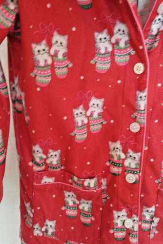 NICK & NORA Kittens Mittens FLANNEL PAJAMA TOP SHIRT ONLY Girls Large 10/12 - Picture 2 of 10