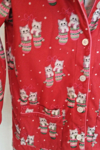 NICK & NORA Girls Kittens Mittens FLANNEL PAJAMA TOP SHIRT ONLY  Large 10/12   - Picture 1 of 10