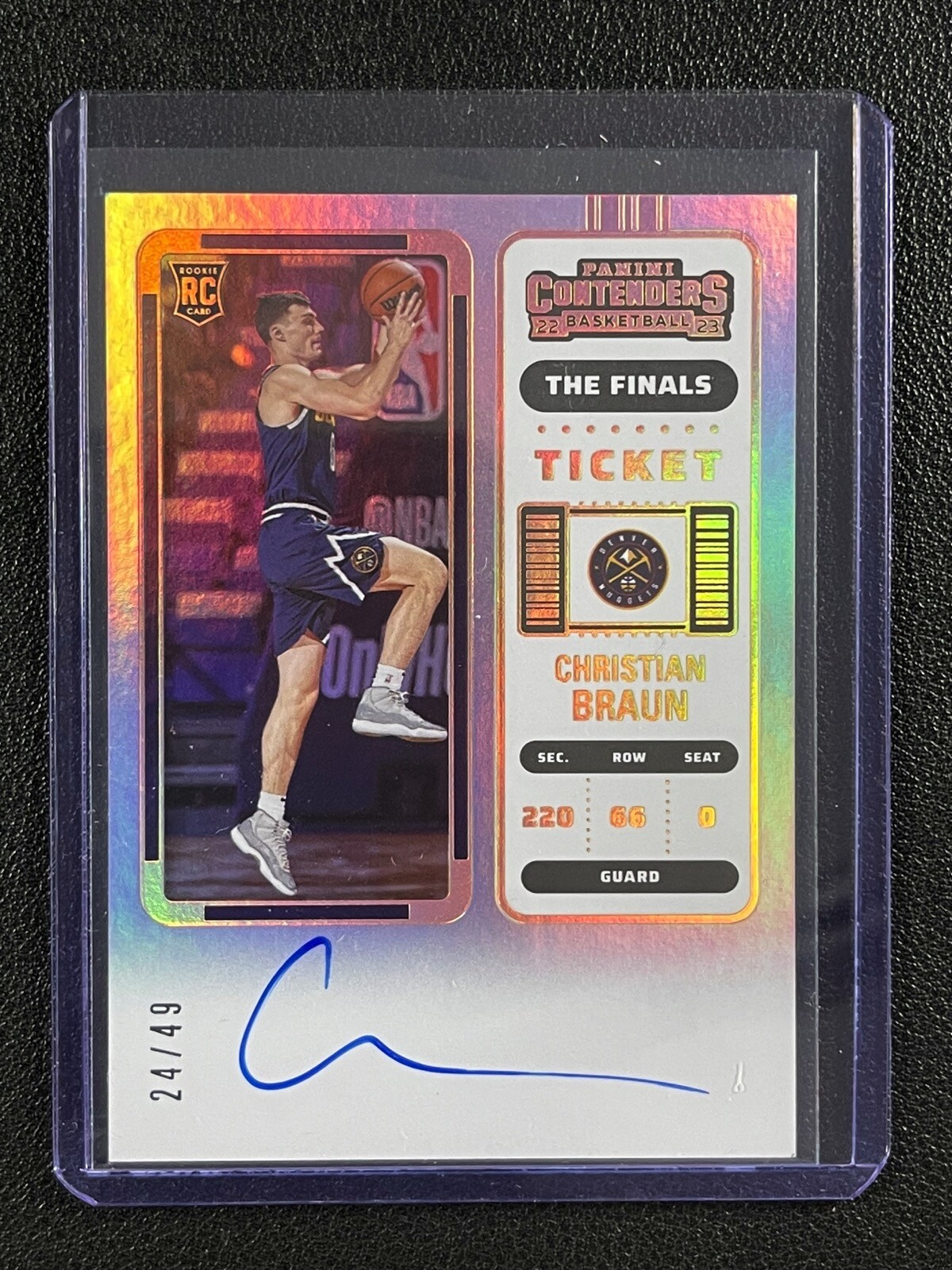 CHRISTIAN BRAUN 2022-23 PANINI CONTENDERS 106 ROOKIE FINALS TICKET AUTO 24/49 RC