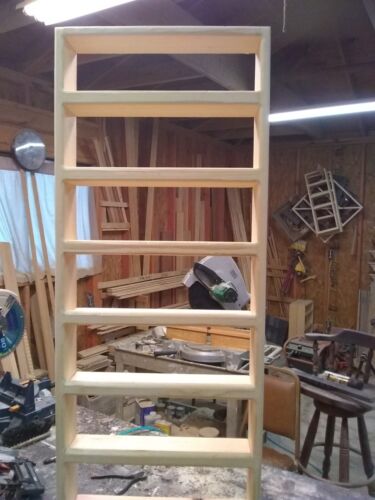 8 SHELF 16 X 48 SOLID PINE WOOD SPICE RACK, WALL MOUNT WITH 3 INCH WORKING SHELF - Picture 8 of 10