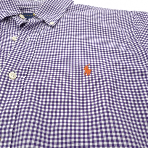 Ralph Lauren Men's Shirt Purple Slim Fit Checked Cotton Rs8 Size M - Picture 5 of 8