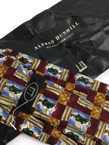 Authentic DUNHILL New Old Stock "Fisherman" On Muticolor 100%Silk Necktie Tie - Picture 3 of 12