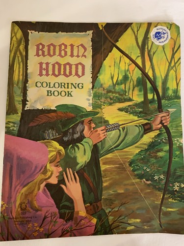 Vntg Saalfield Robin Hood Coloring Book uncolored Robin Hood Maid Marion - Foto 1 di 4