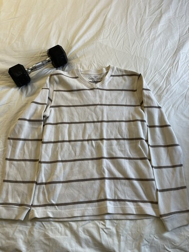 Gloria Desteñida Blanco Con Rayas Marrones Hombre Manga Larga Talla S/CH 34 - 36 I78 - Imagen 1 de 4