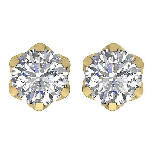 SI1 H Solitaire Studs Earrings 0.85Ct Genuine Diamond 14K Solid Gold 6 Prong Set - Picture 2 of 12